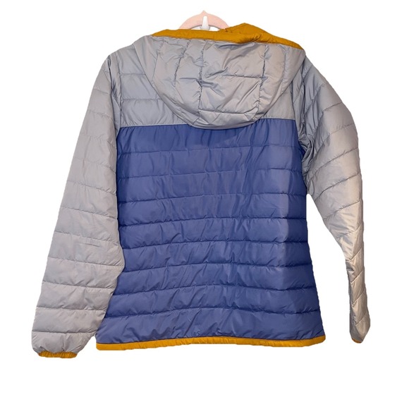 Columbia Men's Blue Gray Color Block Full Zip Hooded Puffer Jacket Size Small - Picture 3 of 6